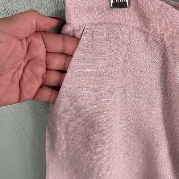 Zara Pink Linen Pants Large Women Flat Front Breathable Chic Comfort Summer Wear - Picture 5 of 8